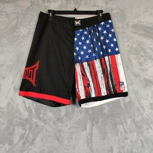 Tapout Shorts Men 36 Black Red Blue UFC Ultimate Fighter Team USA American Flag